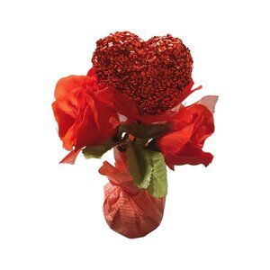 Valentine Heart and Rose Flowers Balloon Weight Red and Pink Good Condition